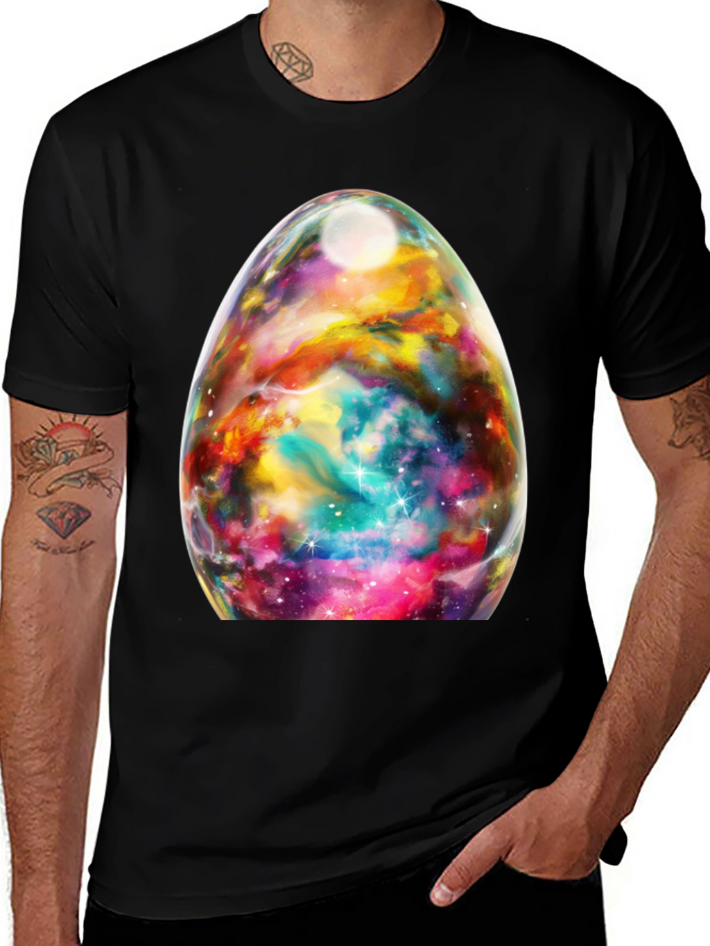 Nebula Egg Graphic Tee - Black Crewneck