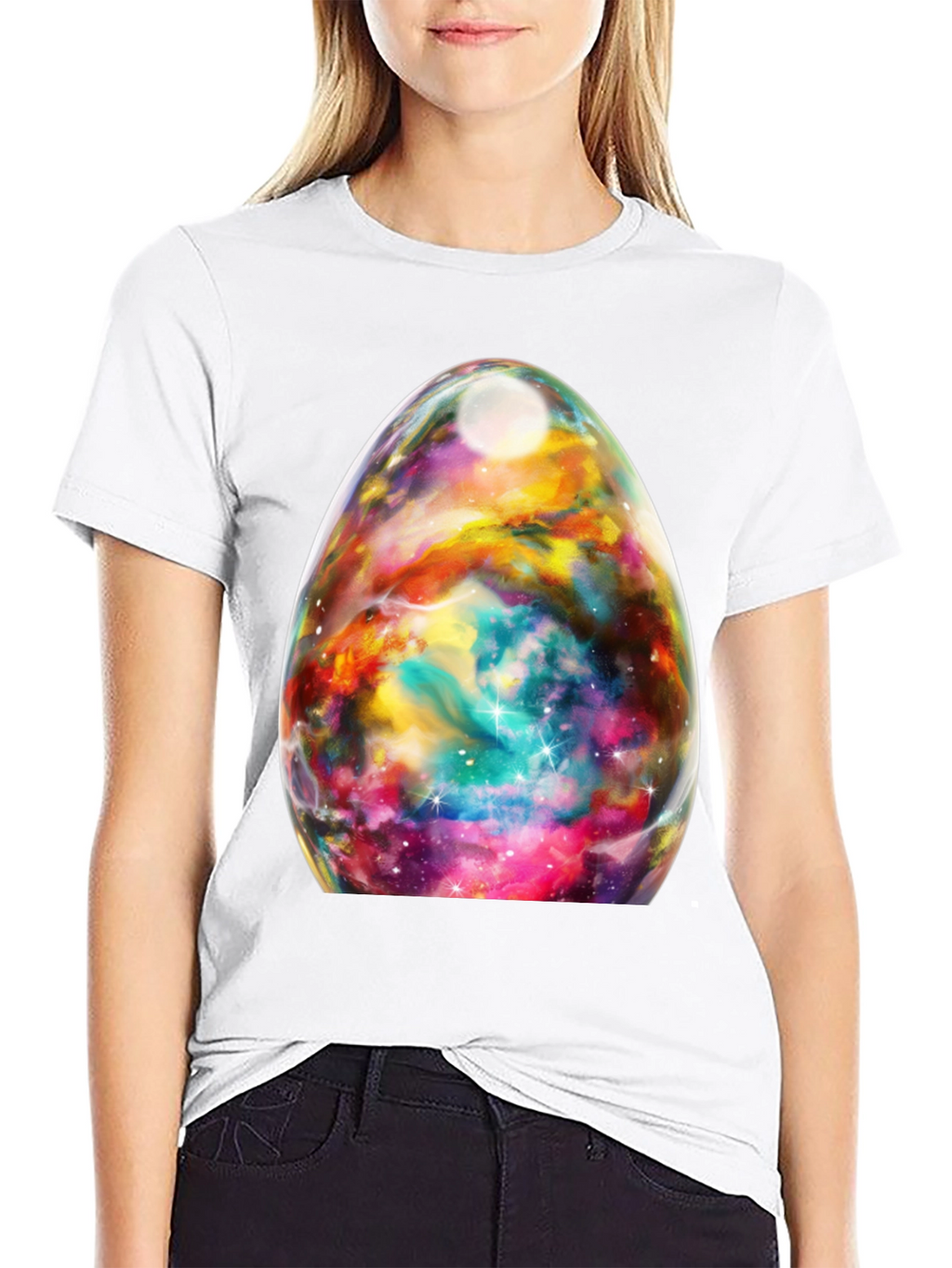 Nebula Egg Graphic Tee - Black Crewneck
