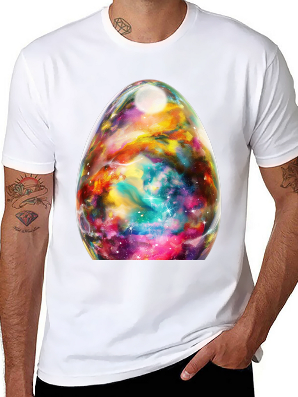 Nebula Egg Graphic Tee - Black Crewneck