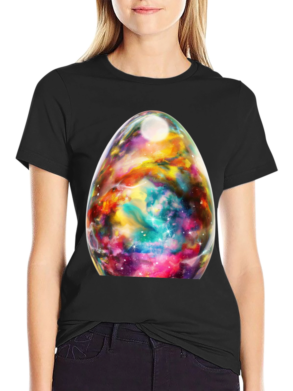 Nebula Egg Graphic Tee - Black Crewneck