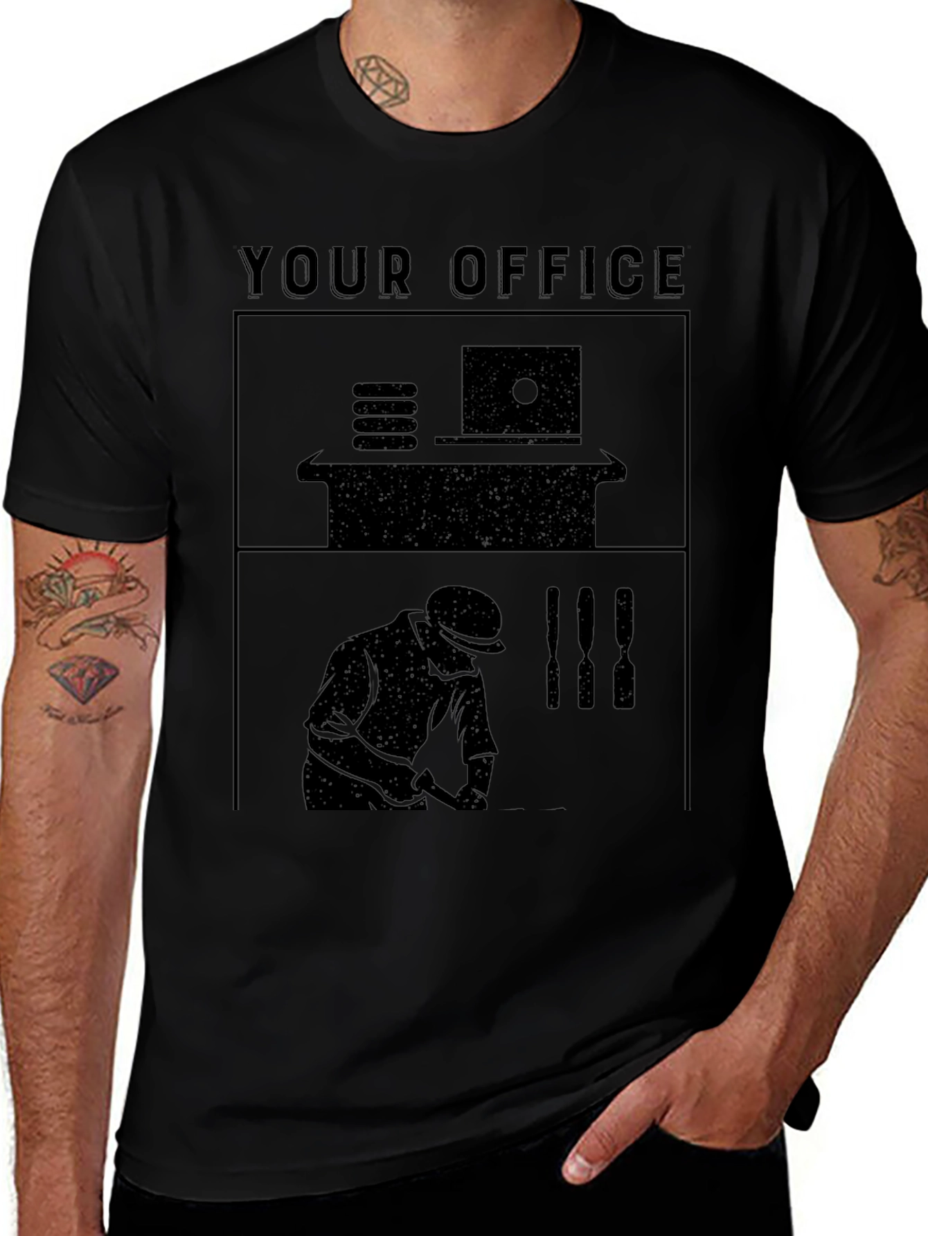 Your Office Black Graphic T-Shirt