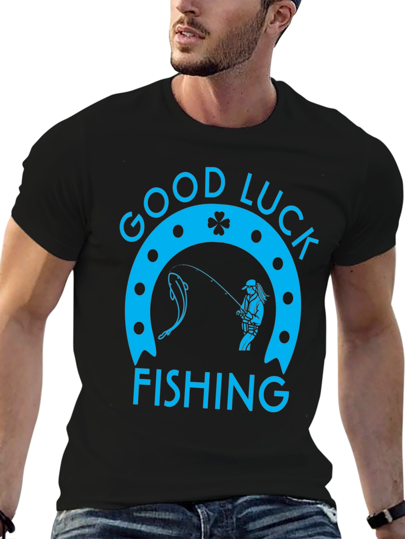 Good Luck Fishing Graphic Tee - Black
