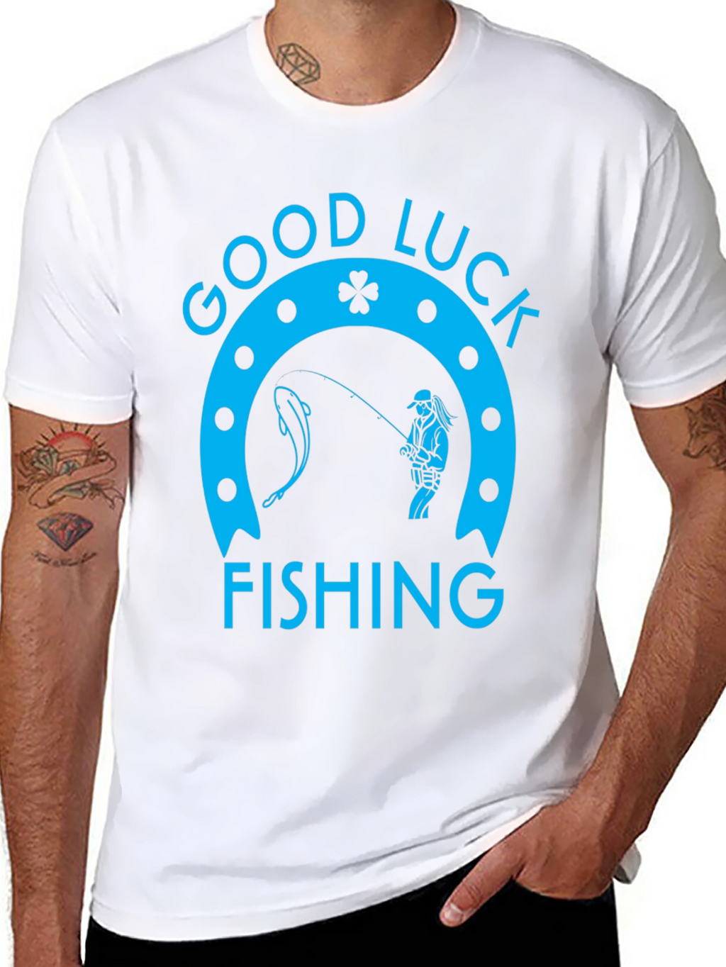 Good Luck Fishing Graphic Tee - Black