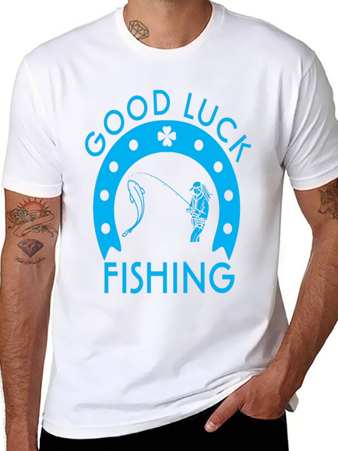 Good Luck Fishing Graphic Tee - Black