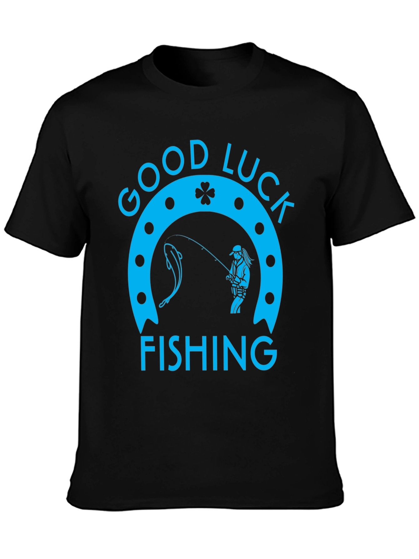 Good Luck Fishing Graphic Tee - Black