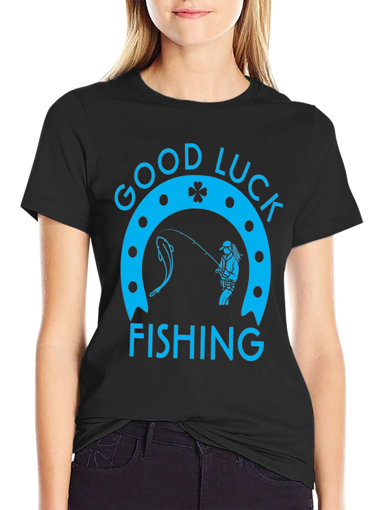 Good Luck Fishing Graphic Tee - Black