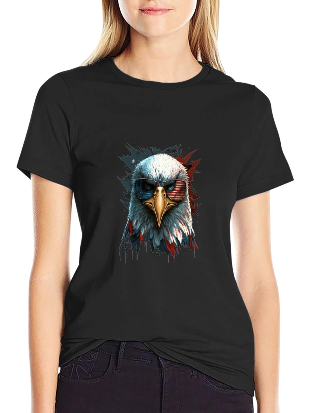 Patriotic Eagle Graphic Tee - Mens Black T-Shirt