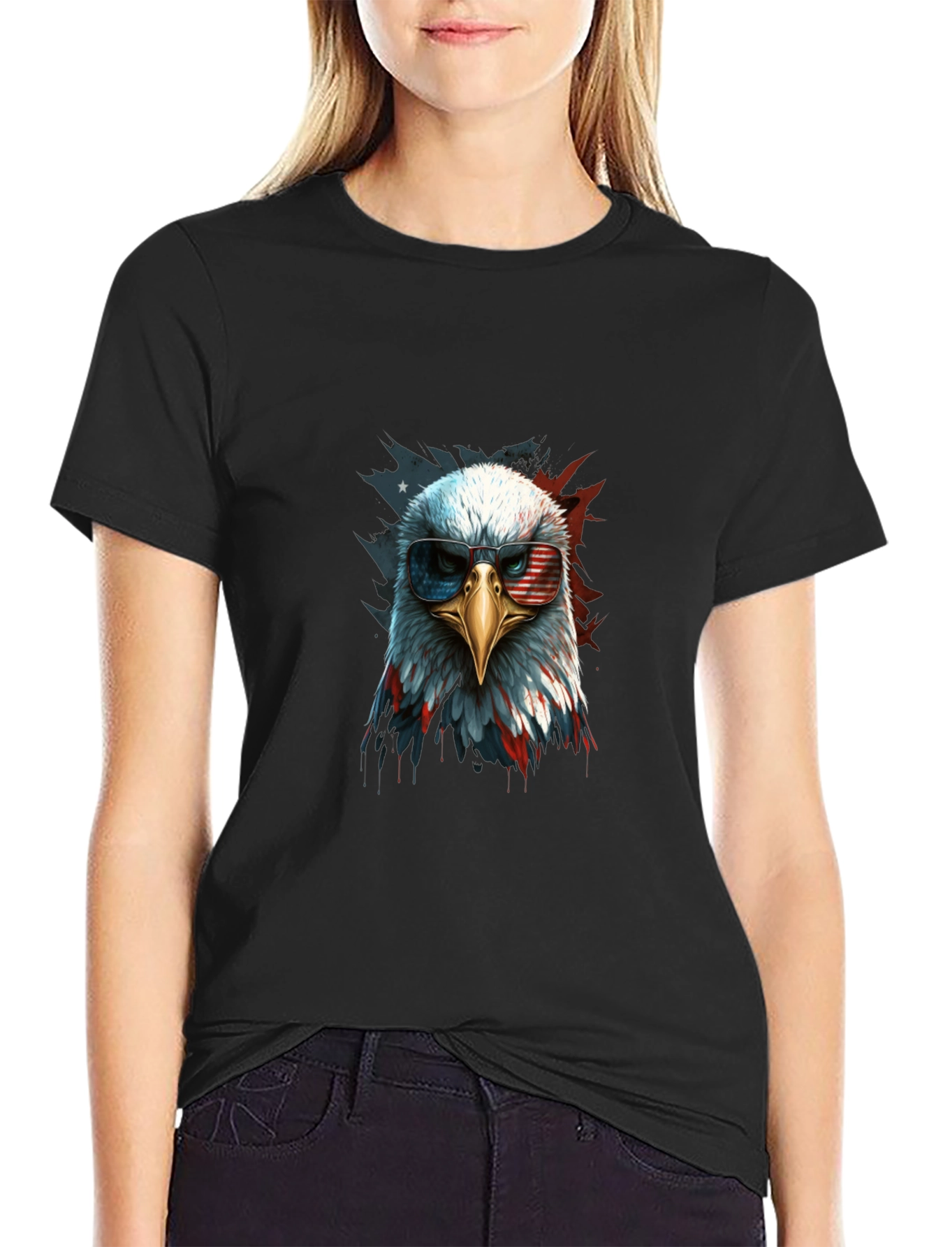 Patriotic Eagle Graphic Tee - Mens Black T-Shirt