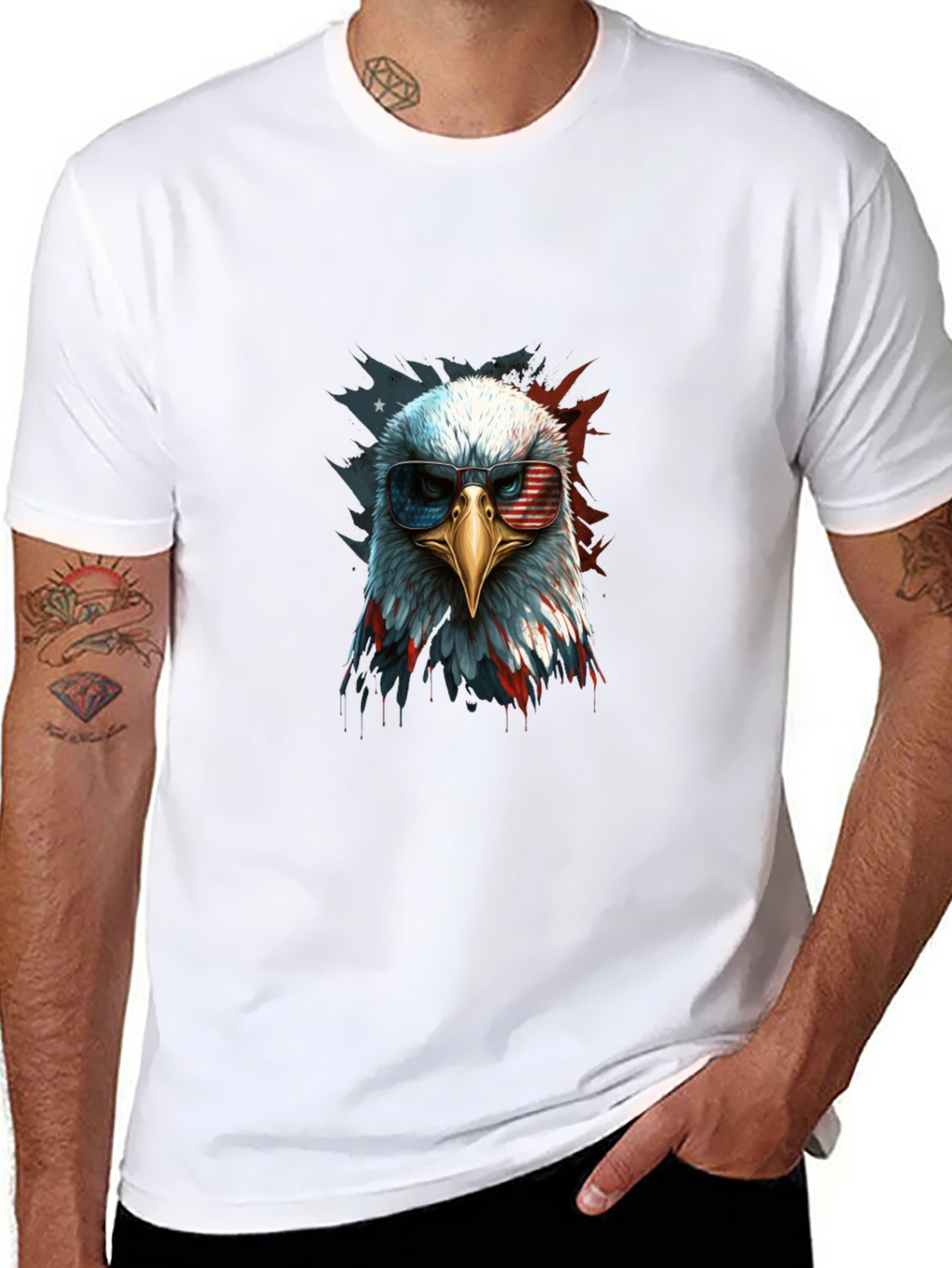 Patriotic Eagle Graphic Tee - Mens Black T-Shirt
