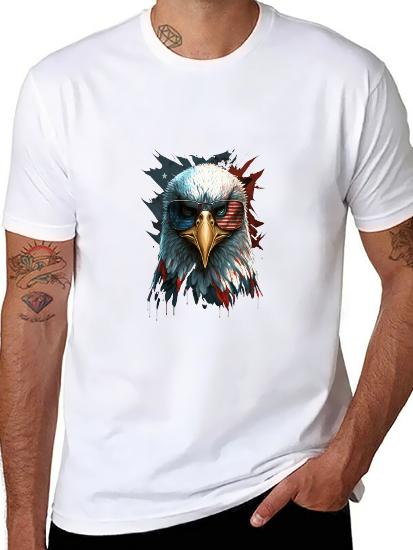 Patriotic Eagle Graphic Tee - Mens Black T-Shirt