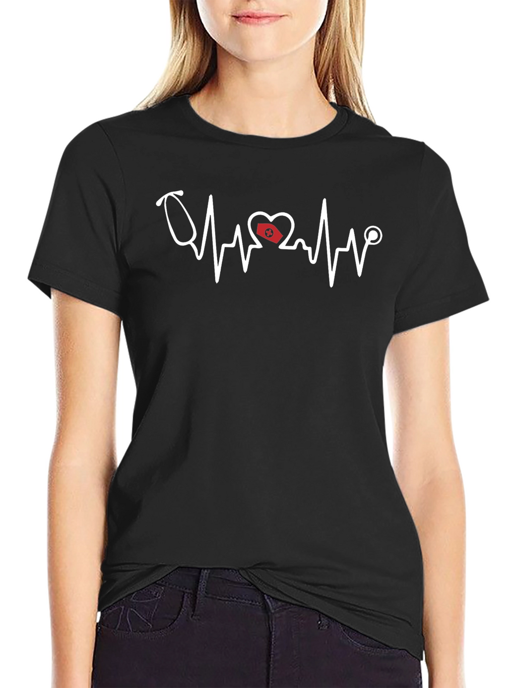 Nurse Heartbeat Stethoscope Graphic T-Shirt