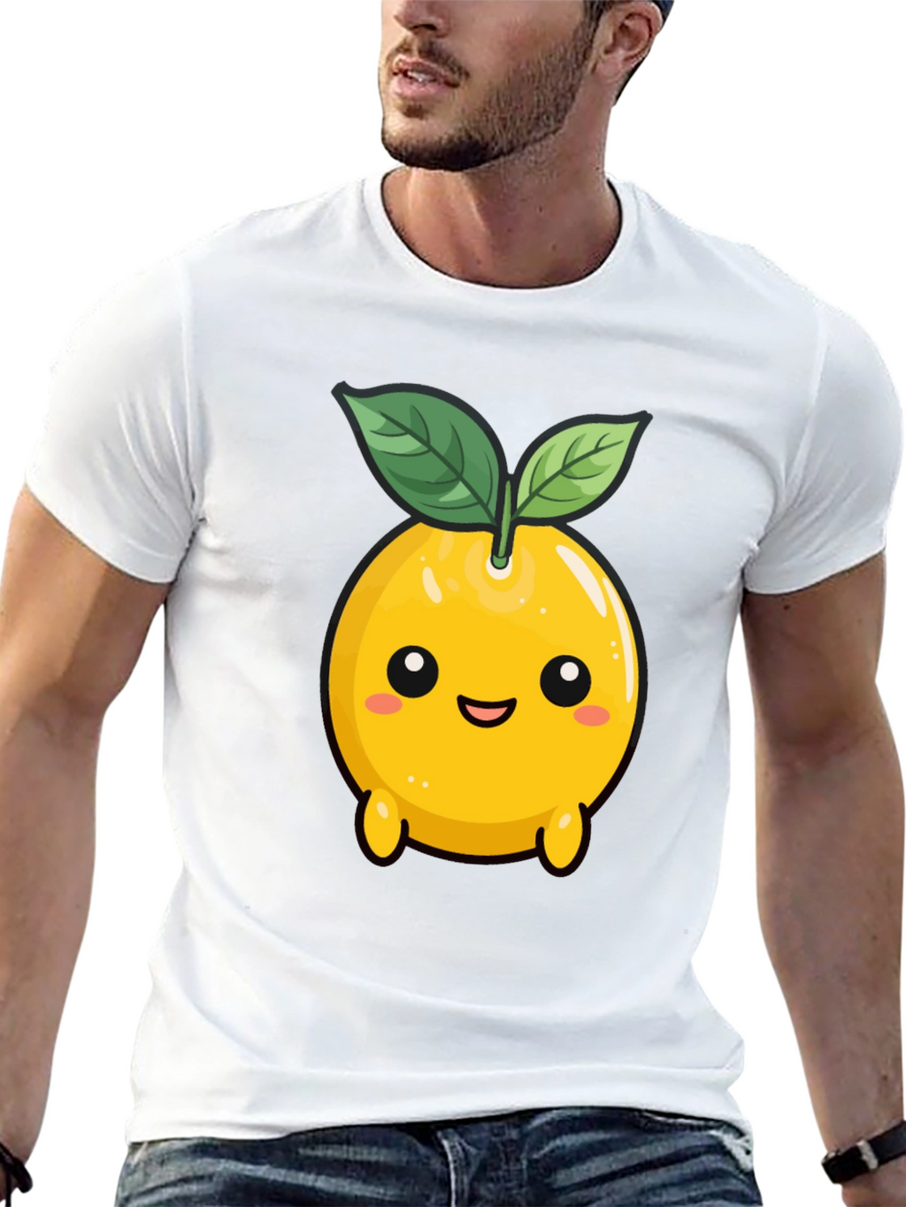 Cute Lemon Character Black T-Shirt