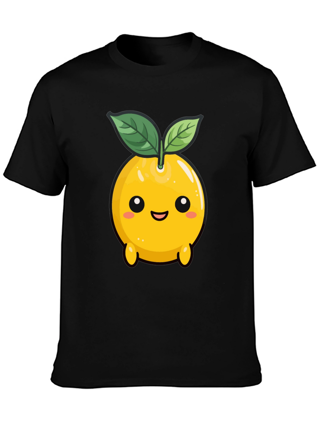 Cute Lemon Character Black T-Shirt