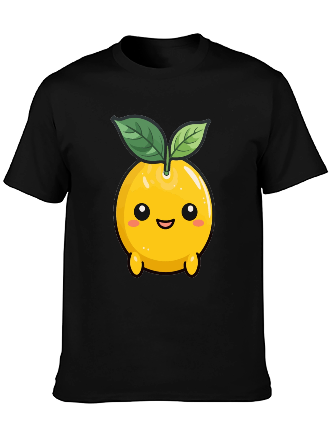 Cute Lemon Character Black T-Shirt