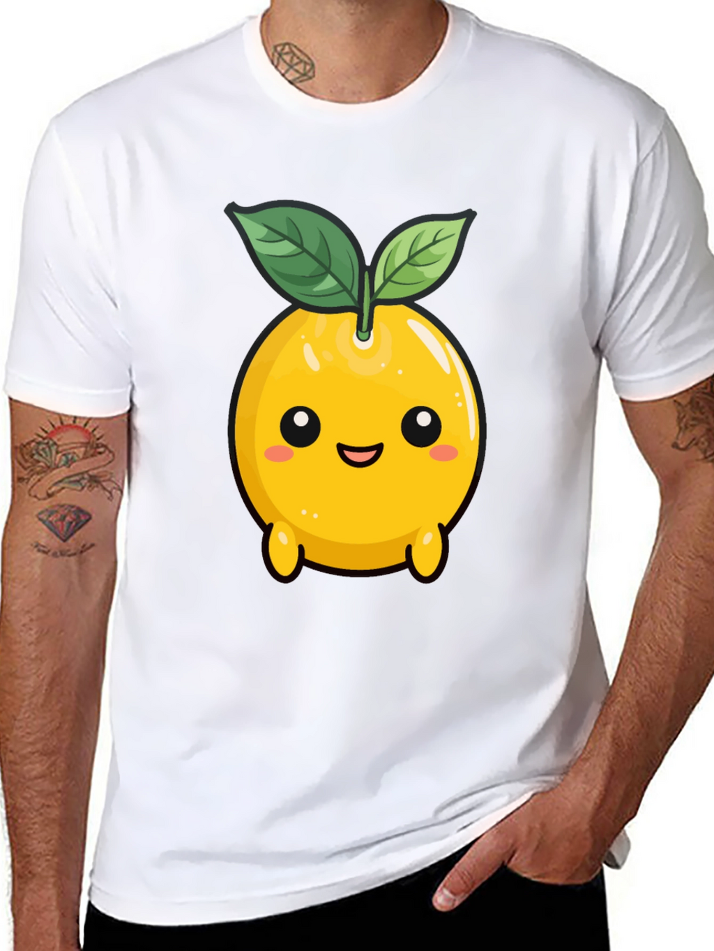 Cute Lemon Character Black T-Shirt