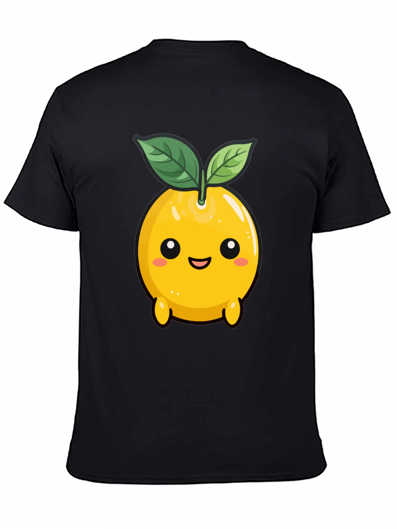 Cute Lemon Character Black T-Shirt