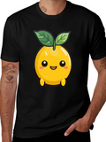 Cute Lemon Character Black T-Shirt