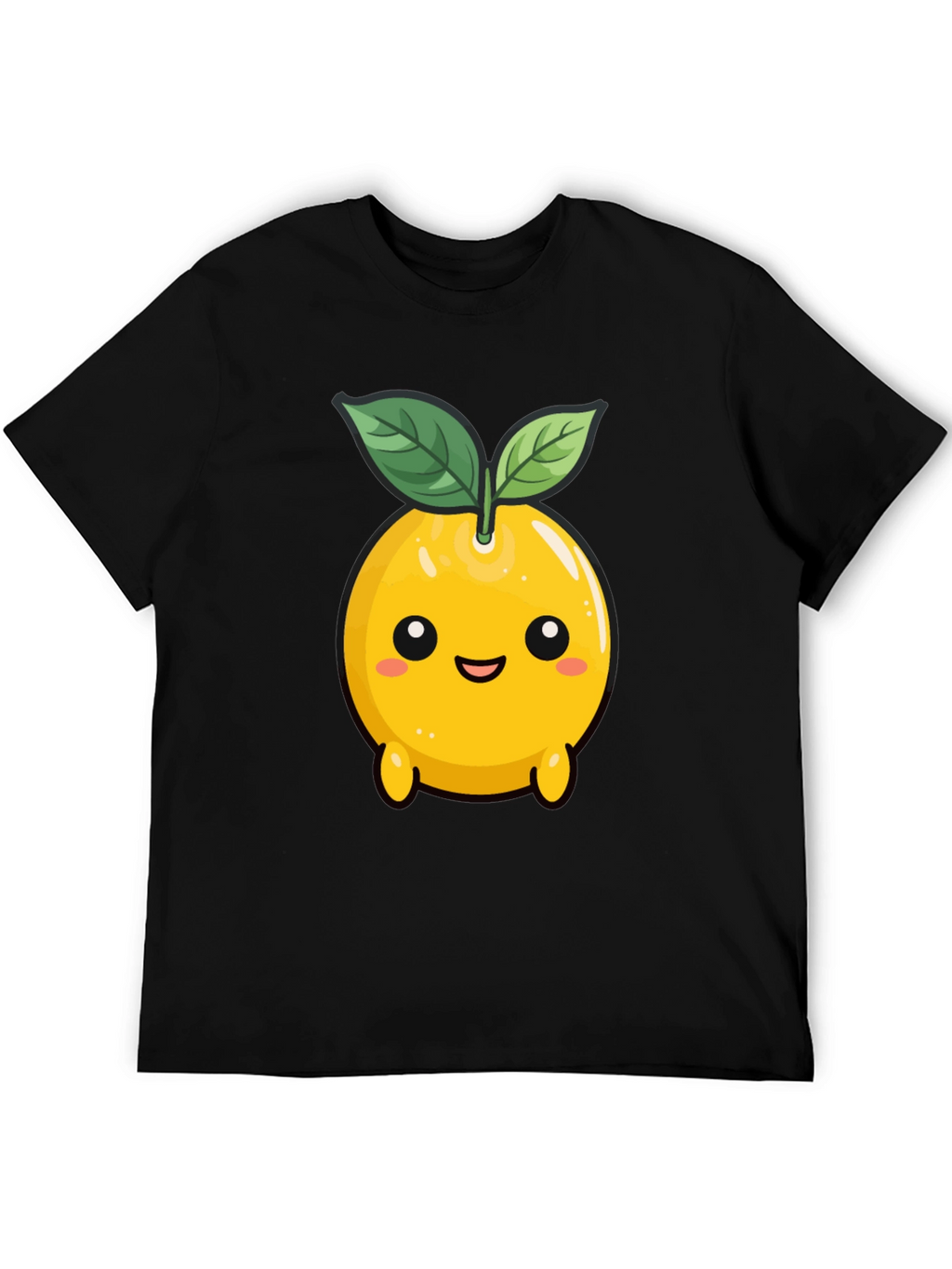 Cute Lemon Character Black T-Shirt
