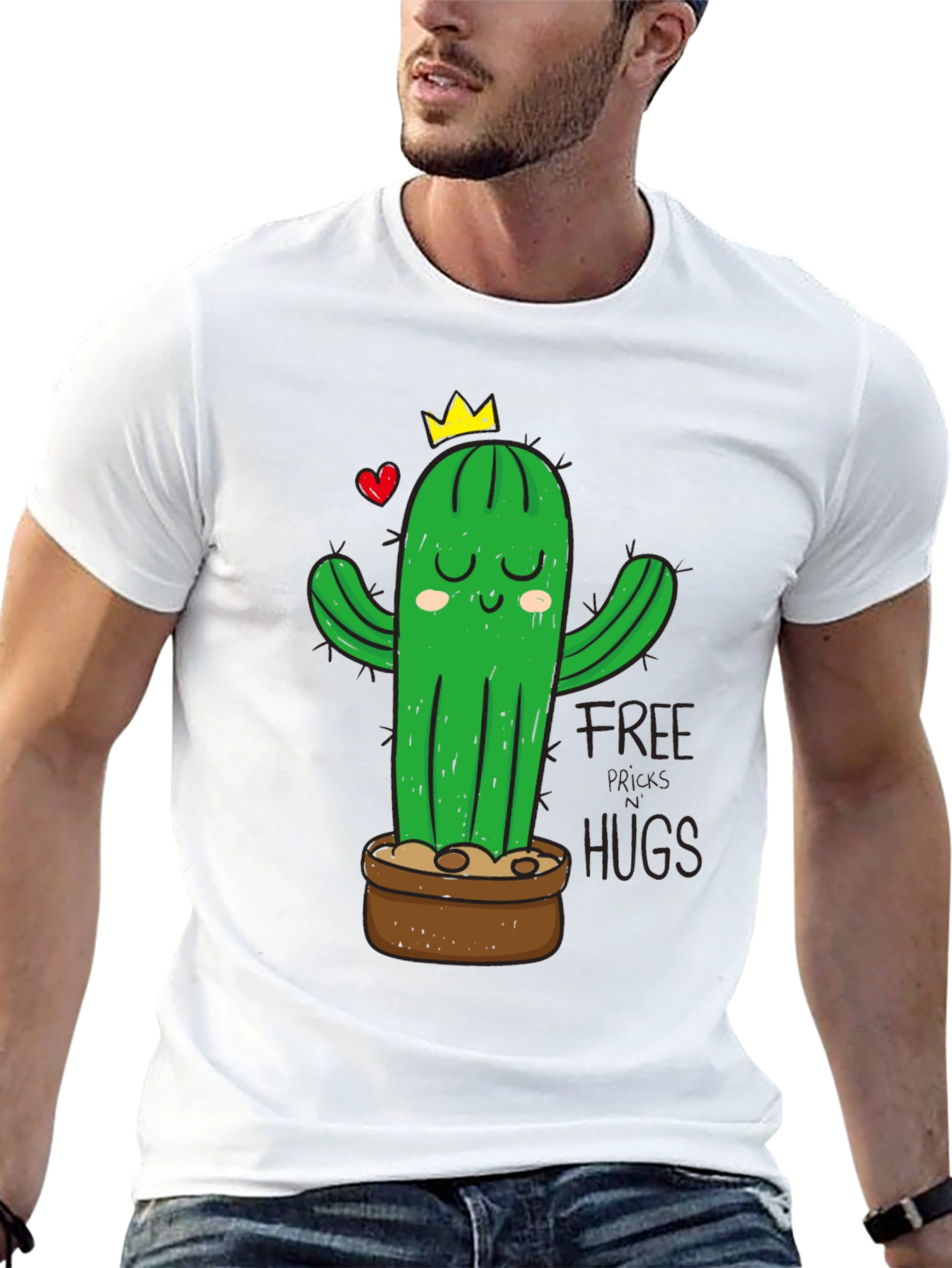 Cactus Hugs Graphic T-Shirt - Black