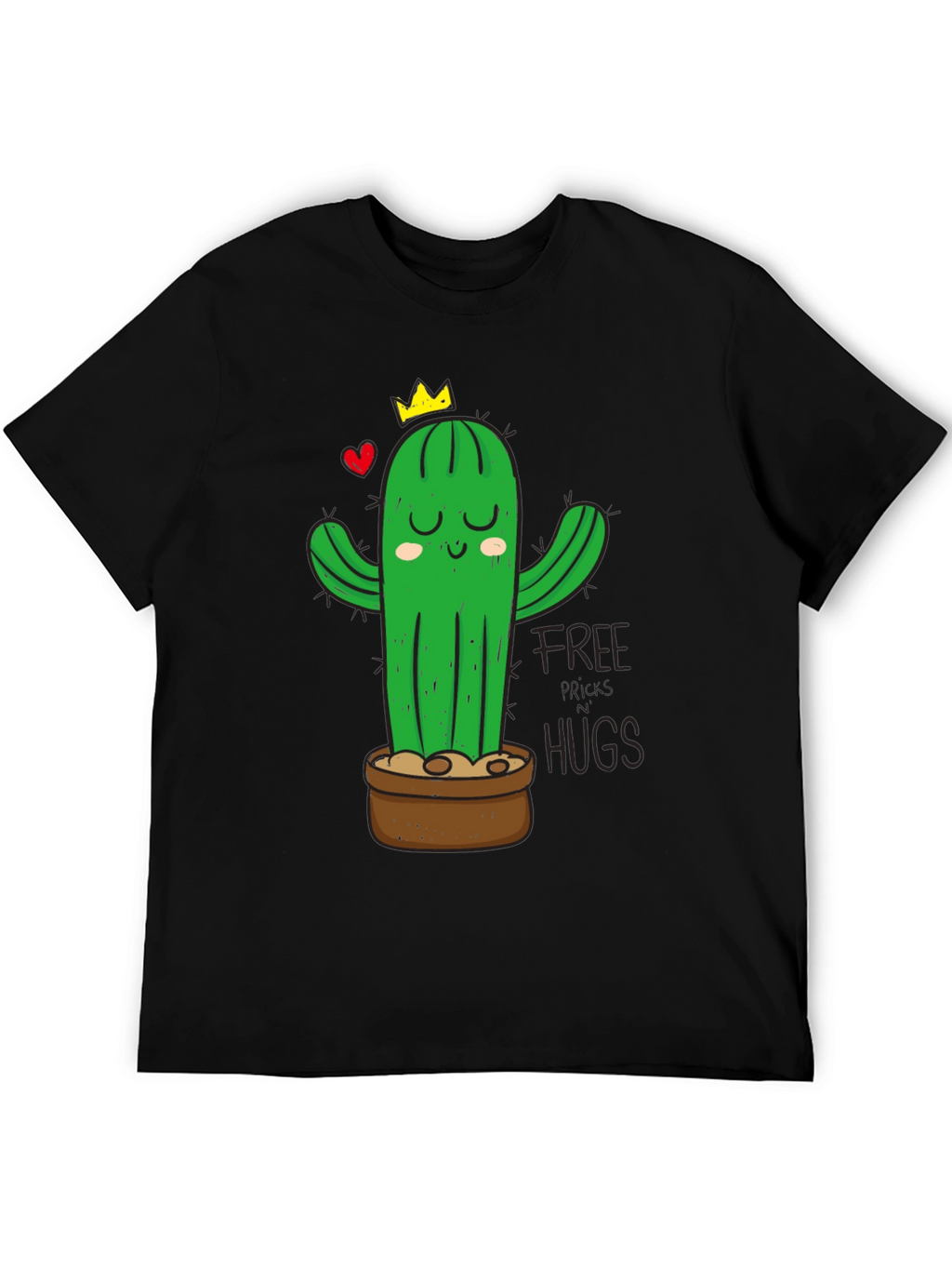 Cactus Hugs Graphic T-Shirt - Black