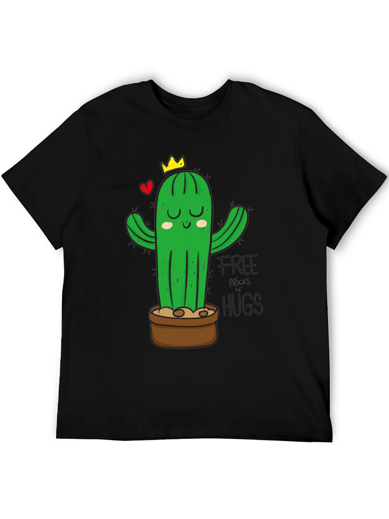Cactus Hugs Graphic T-Shirt - Black