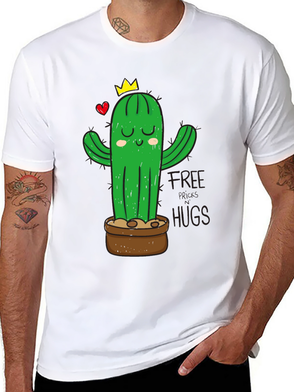 Cactus Hugs Graphic T-Shirt - Black