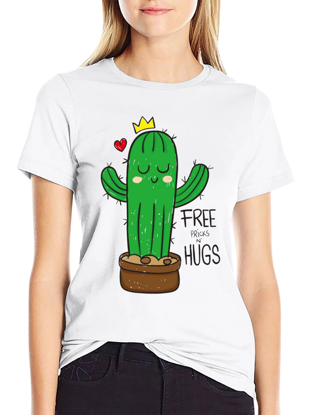 Cactus Hugs Graphic T-Shirt - Black