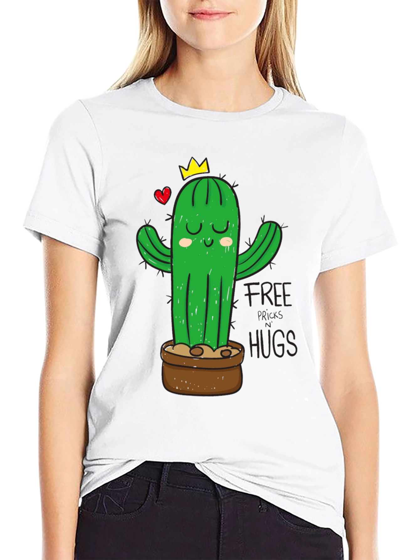 Cactus Hugs Graphic T-Shirt - Black