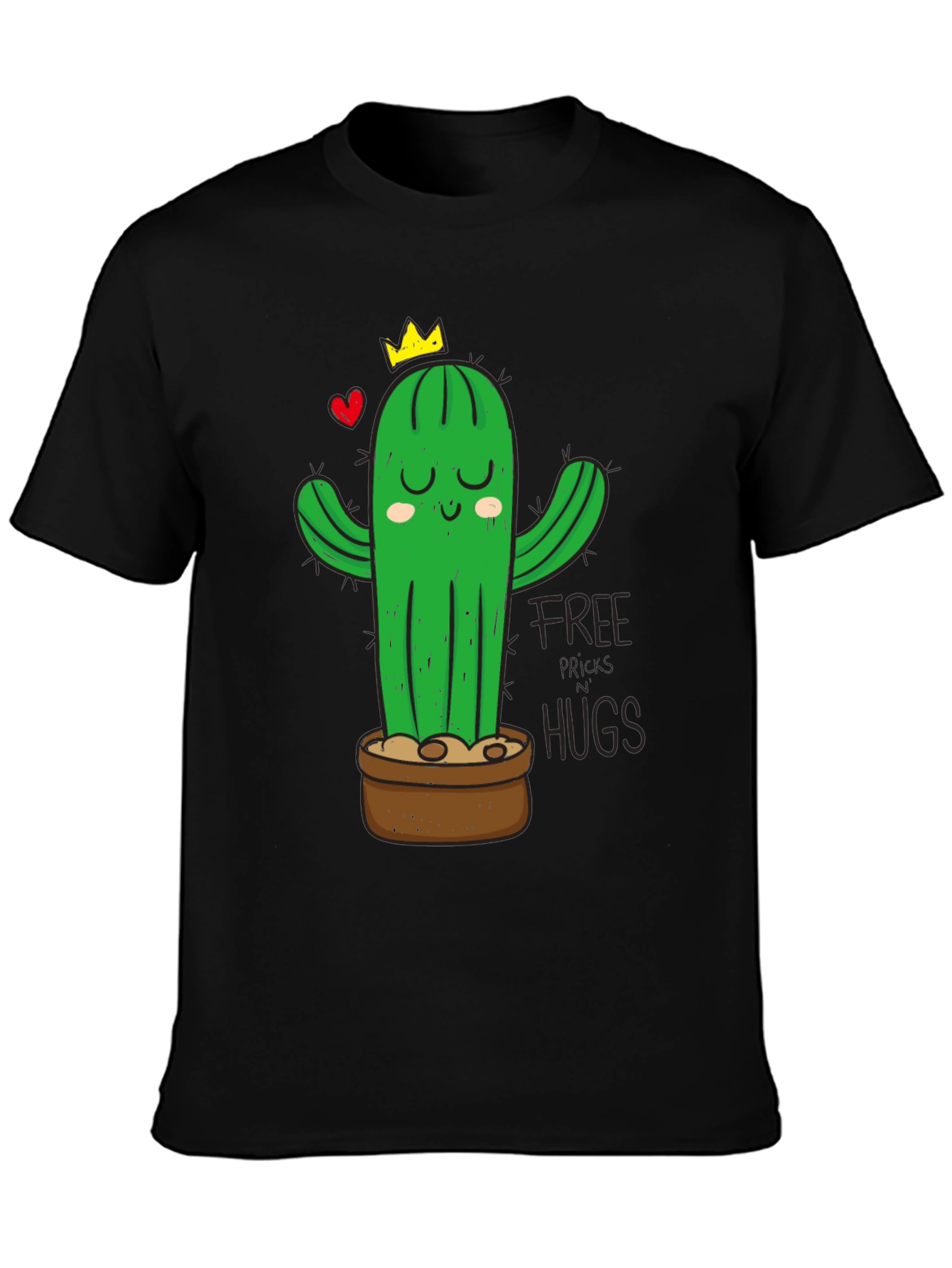 Cactus Hugs Graphic T-Shirt - Black