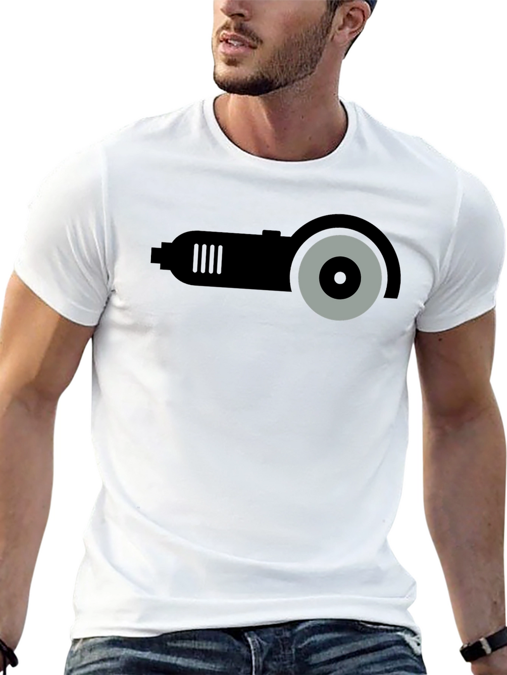 Angle Grinder Graphic T-Shirt - Black Crew Neck