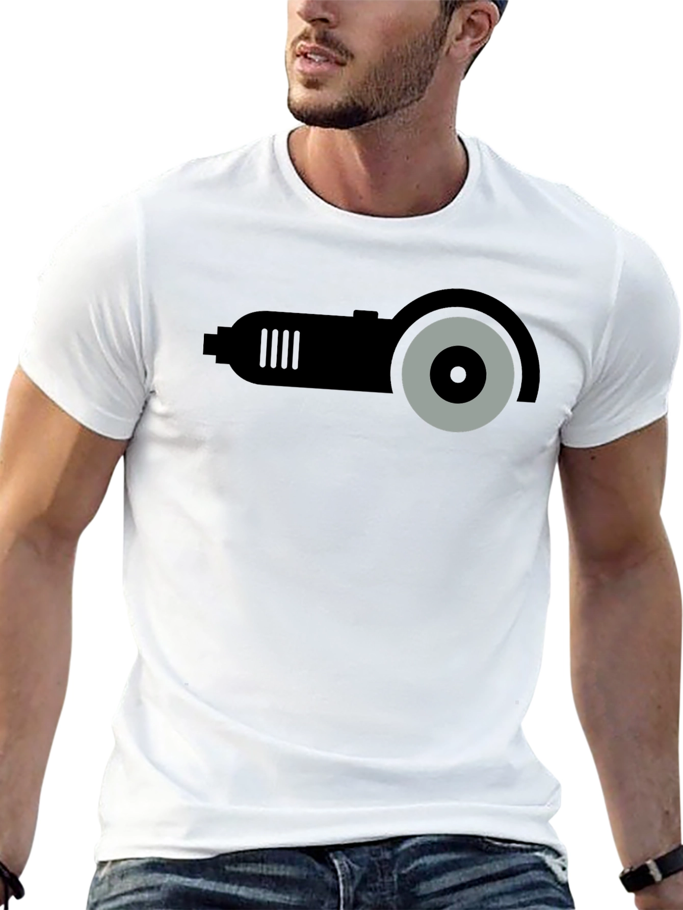Angle Grinder Graphic T-Shirt - Black Crew Neck