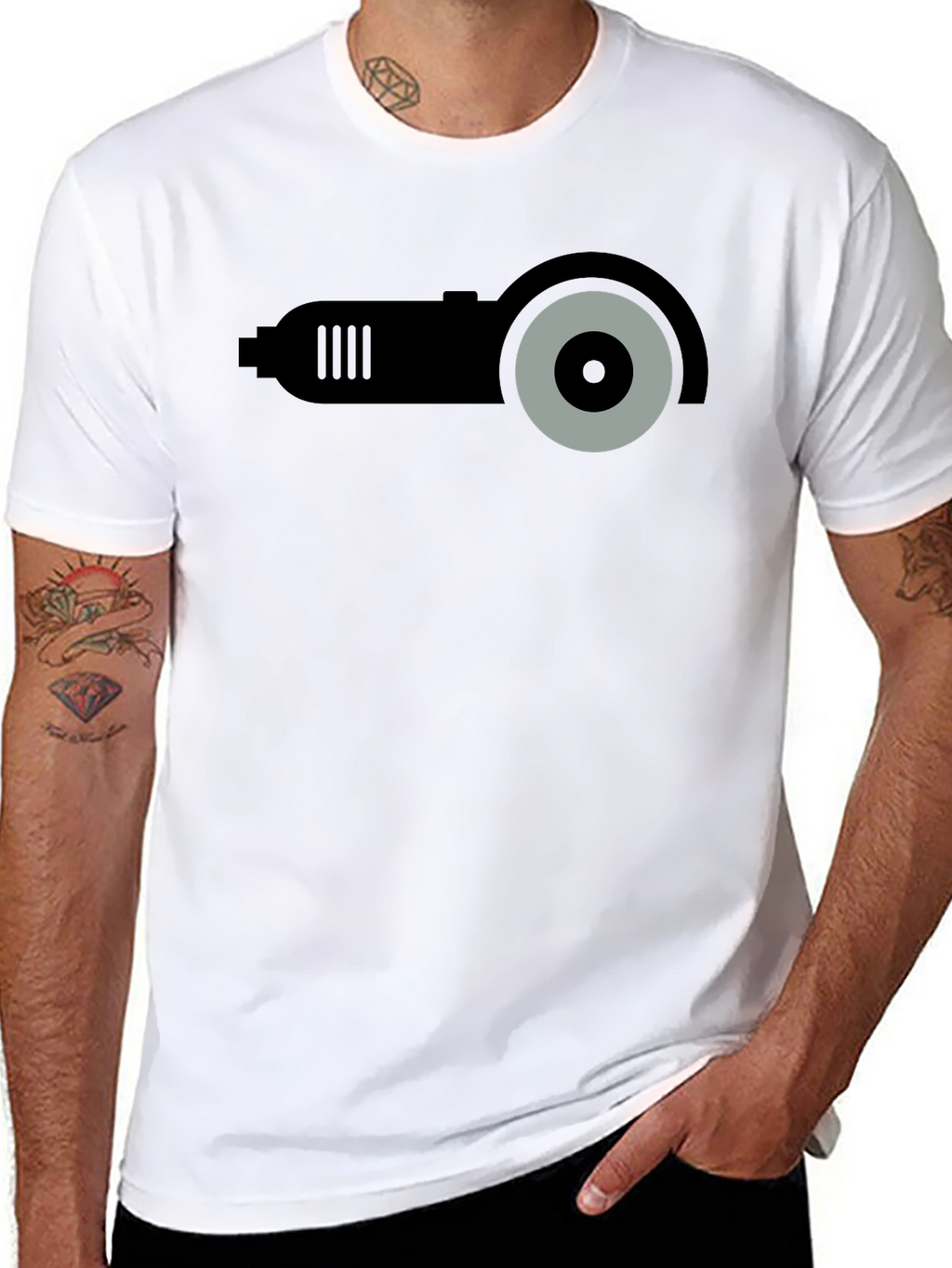 Angle Grinder Graphic T-Shirt - Black Crew Neck
