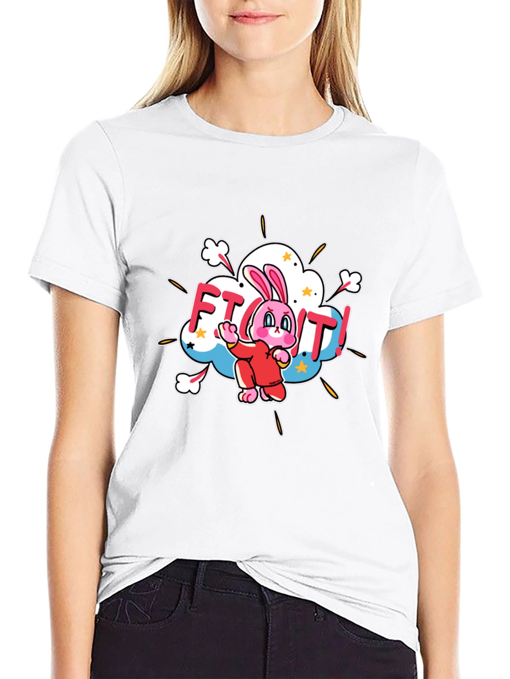 Fight! Bunny T-Shirt - Black Cotton Tee