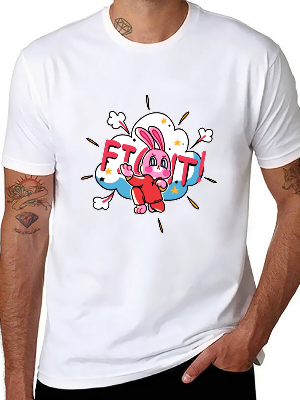 Fight! Bunny T-Shirt - Black Cotton Tee