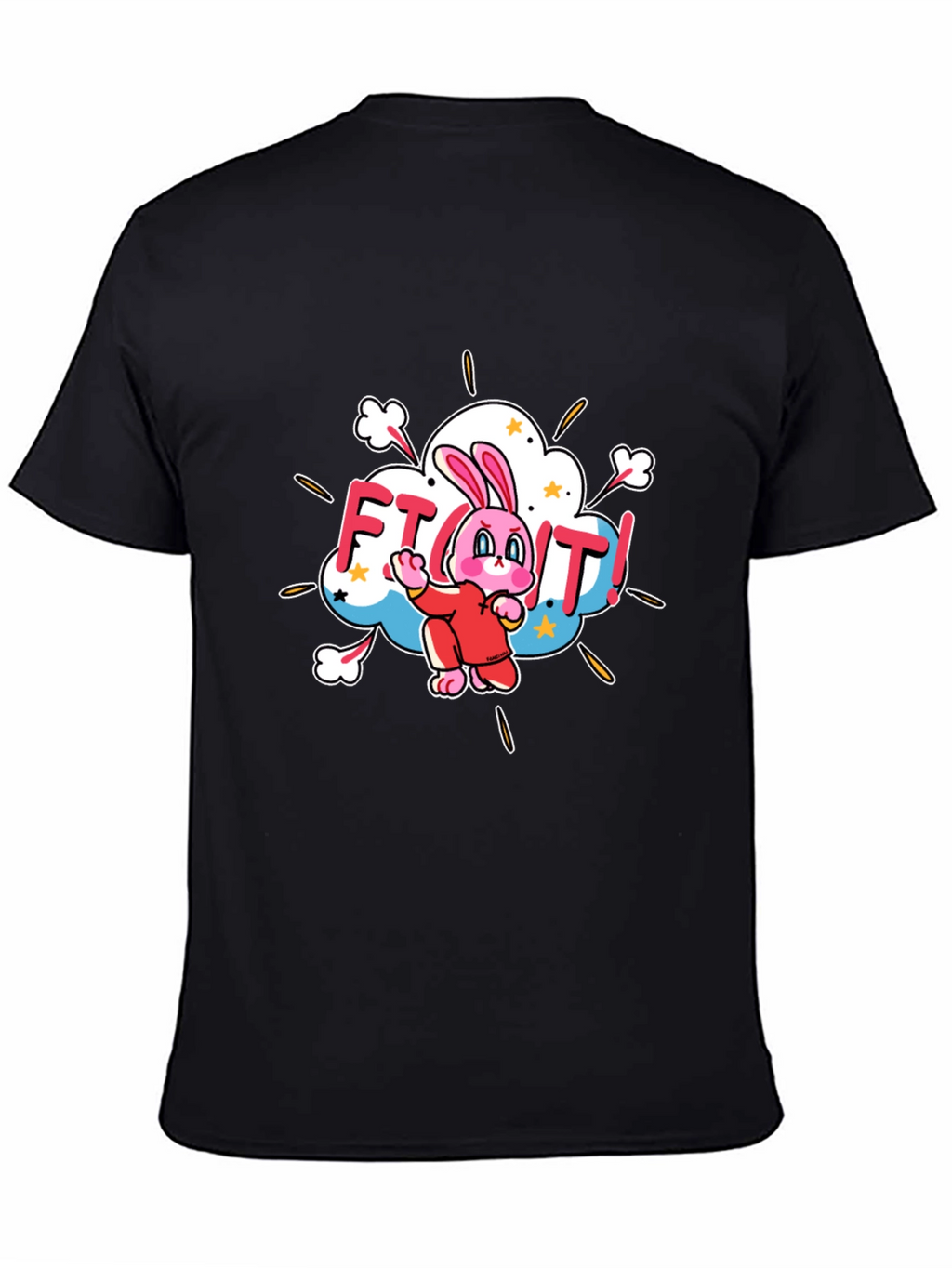 Fight! Bunny T-Shirt - Black Cotton Tee