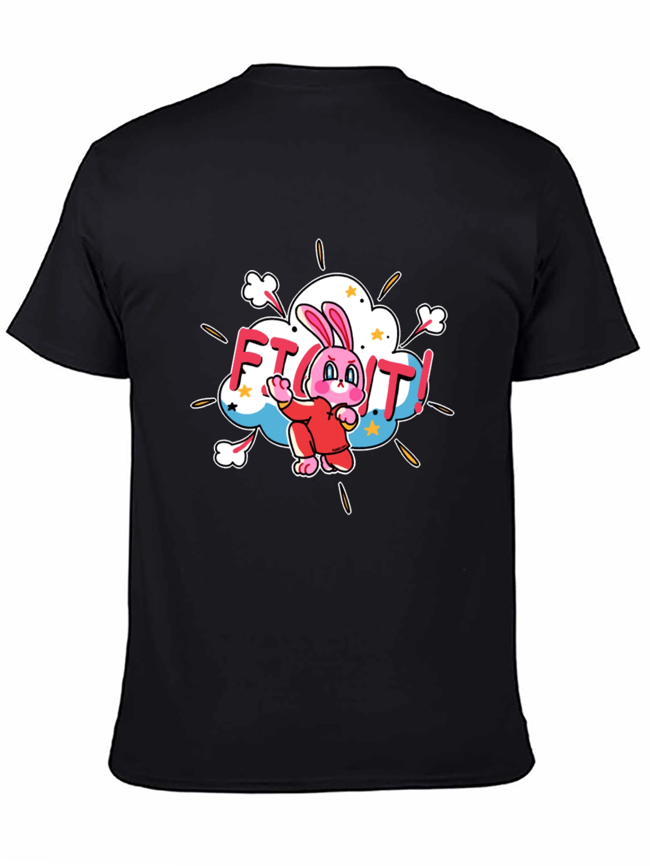 Fight! Bunny T-Shirt - Black Cotton Tee