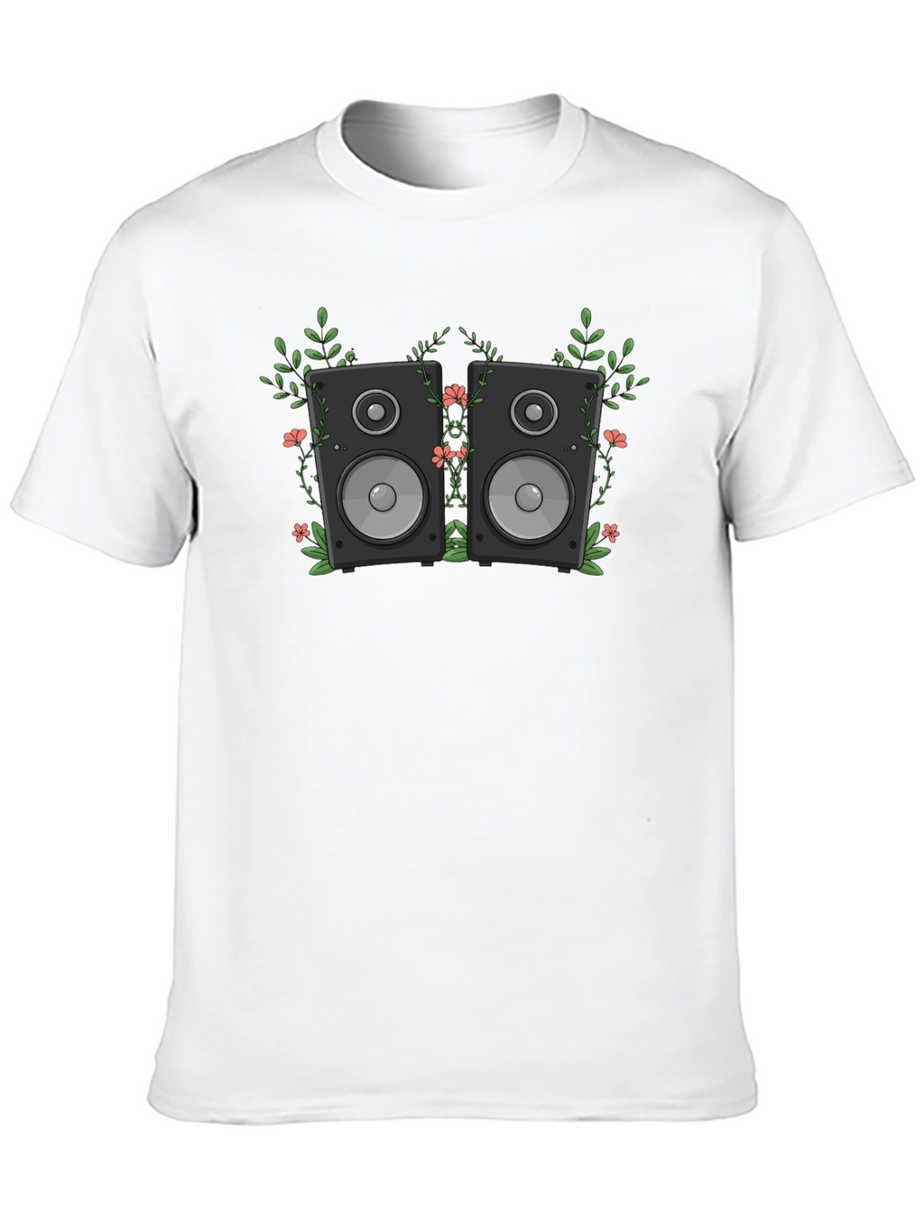 Floral Speakers Graphic Black T-Shirt