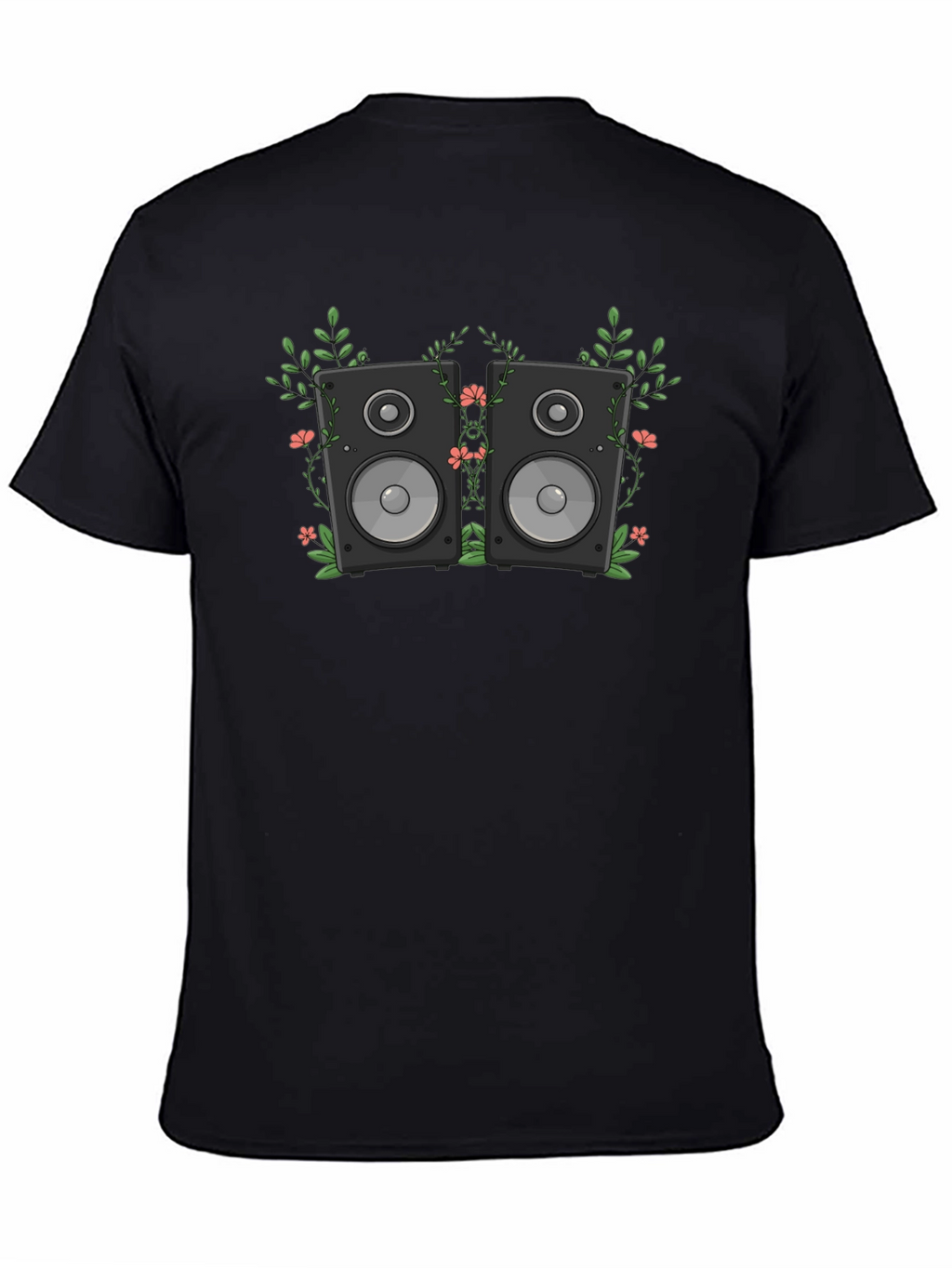 Floral Speakers Graphic Black T-Shirt