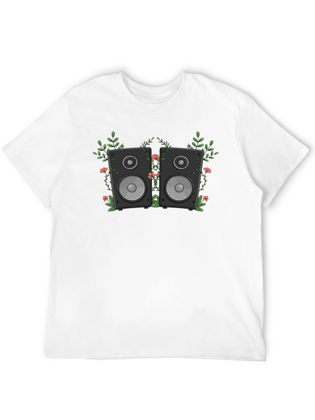 Floral Speakers Graphic Black T-Shirt