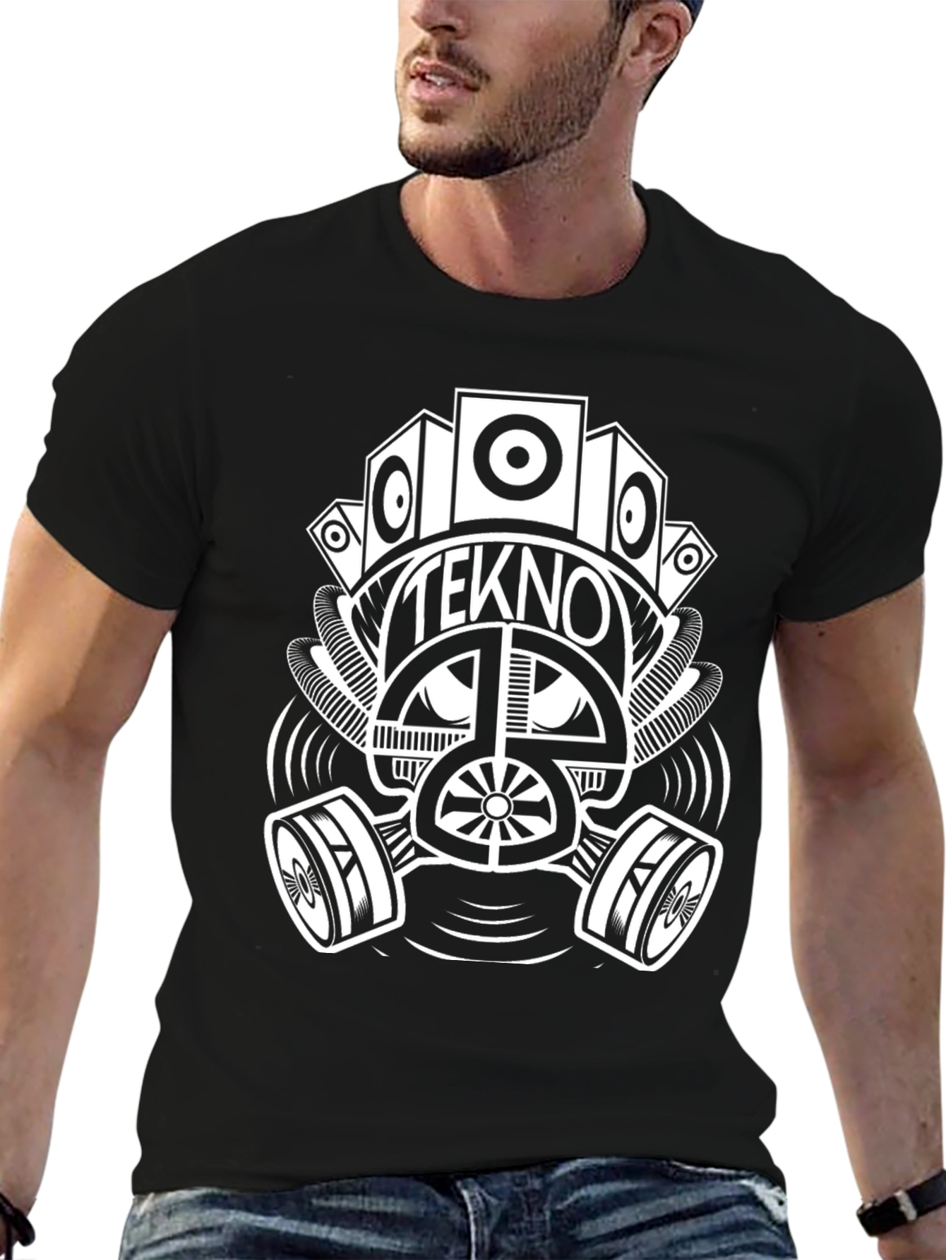 Tekno Gas Mask Graphic Black T-Shirt
