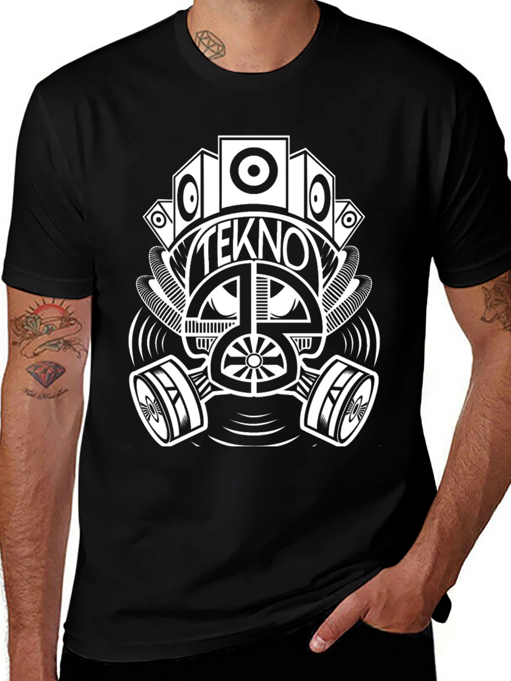 Tekno Gas Mask Graphic Black T-Shirt