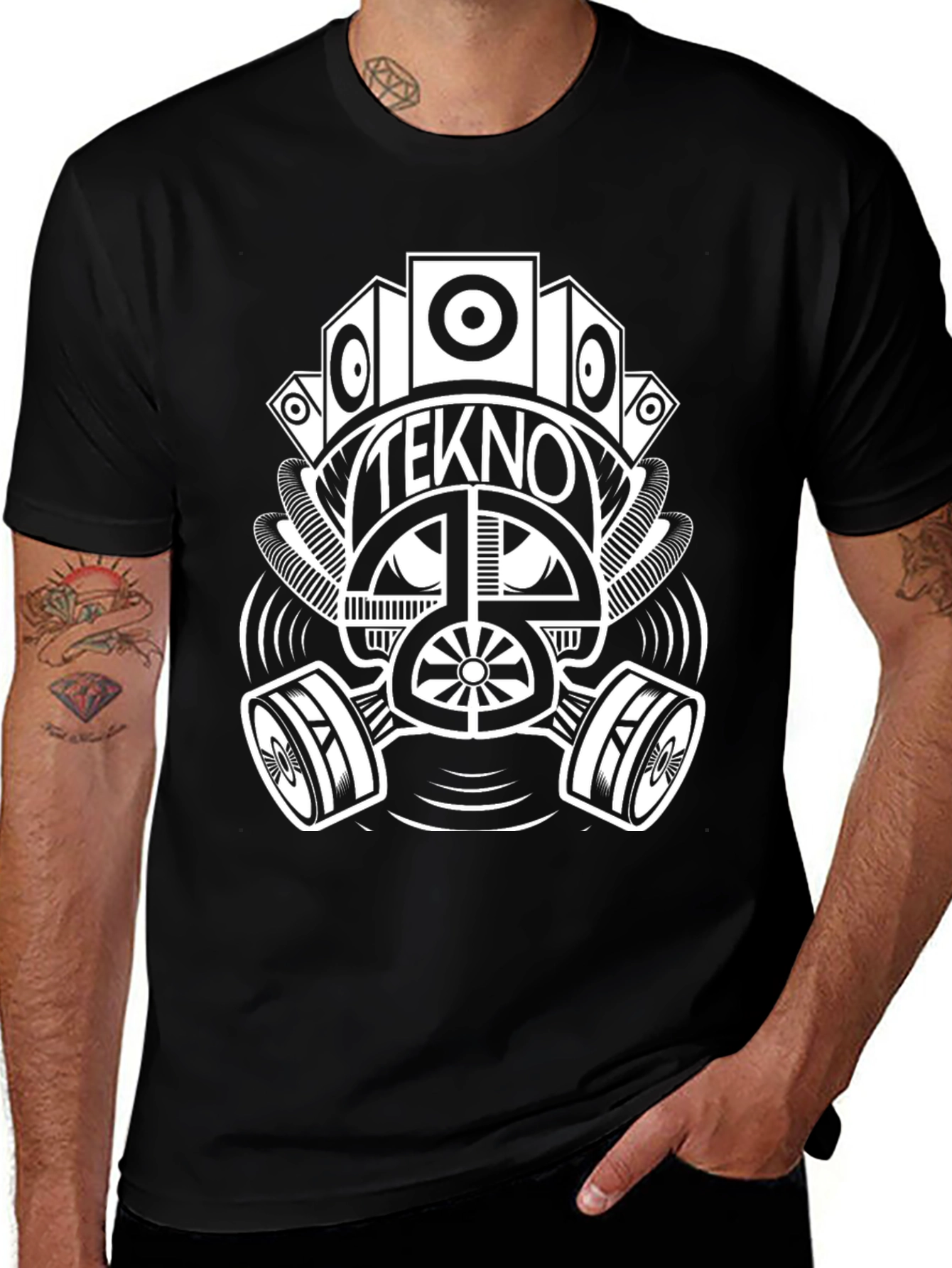 Tekno Gas Mask Graphic Black T-Shirt