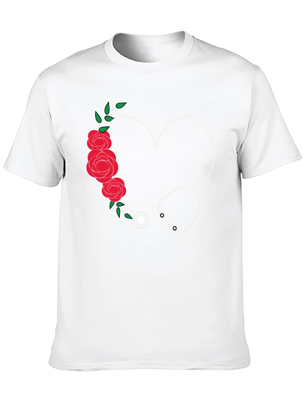 Heart Stethoscope Rose Graphic T-Shirt