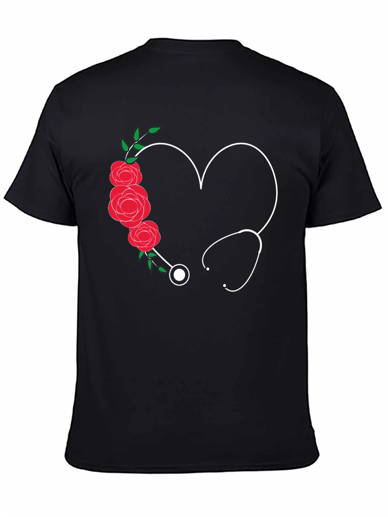 Heart Stethoscope Rose Graphic T-Shirt