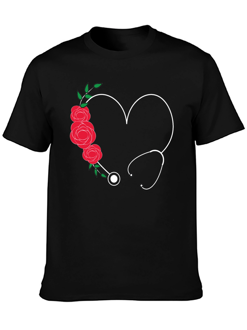 Heart Stethoscope Rose Graphic T-Shirt
