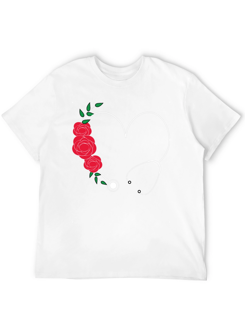 Heart Stethoscope Rose Graphic T-Shirt