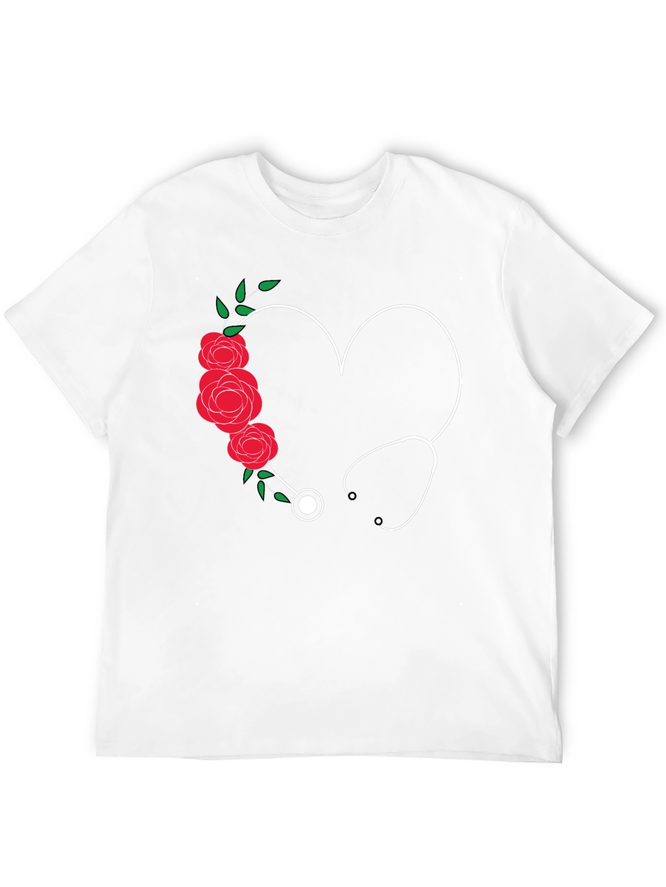 Heart Stethoscope Rose Graphic T-Shirt