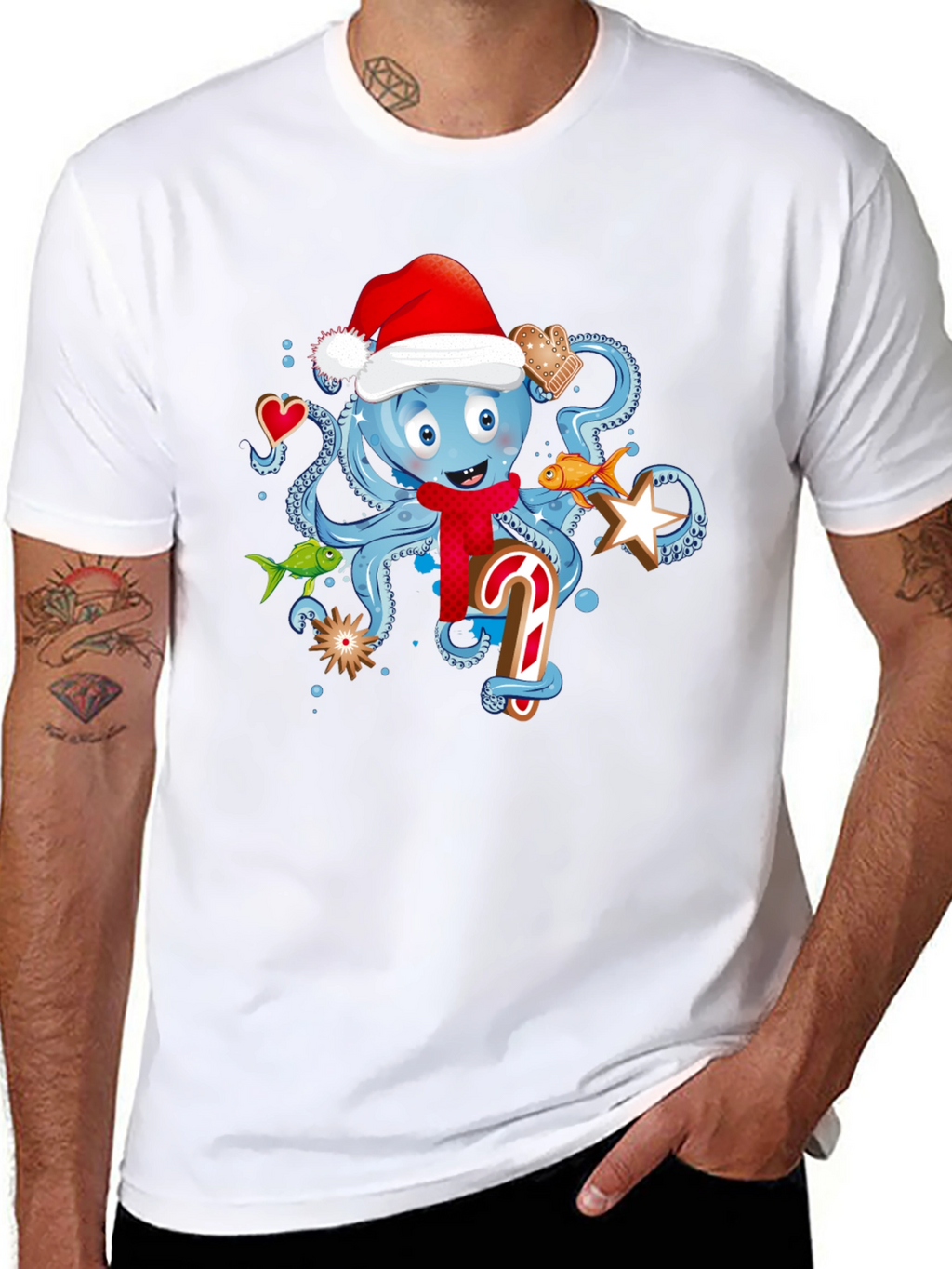 Holiday Octopus Graphic T-Shirt