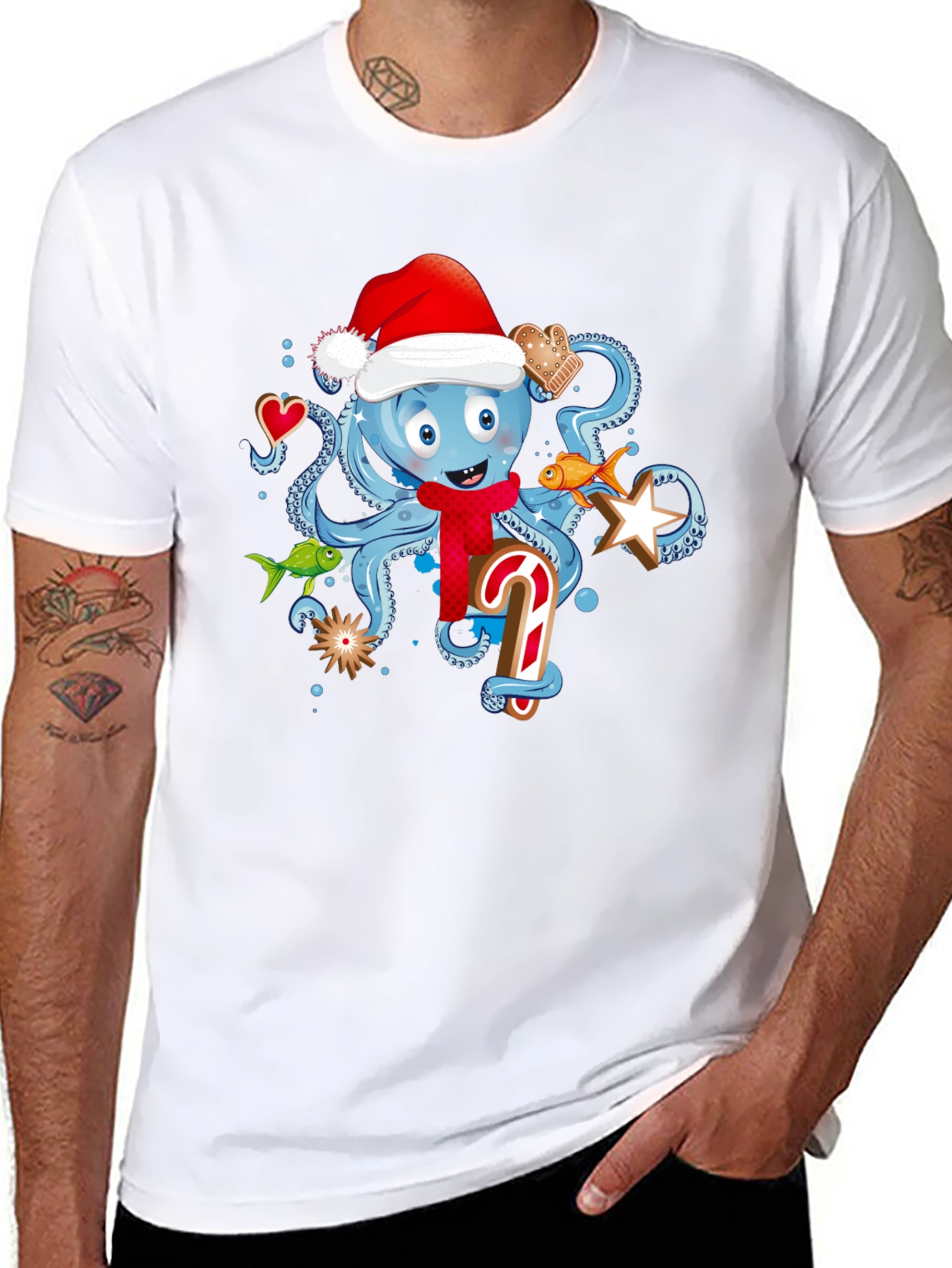 Holiday Octopus Graphic T-Shirt
