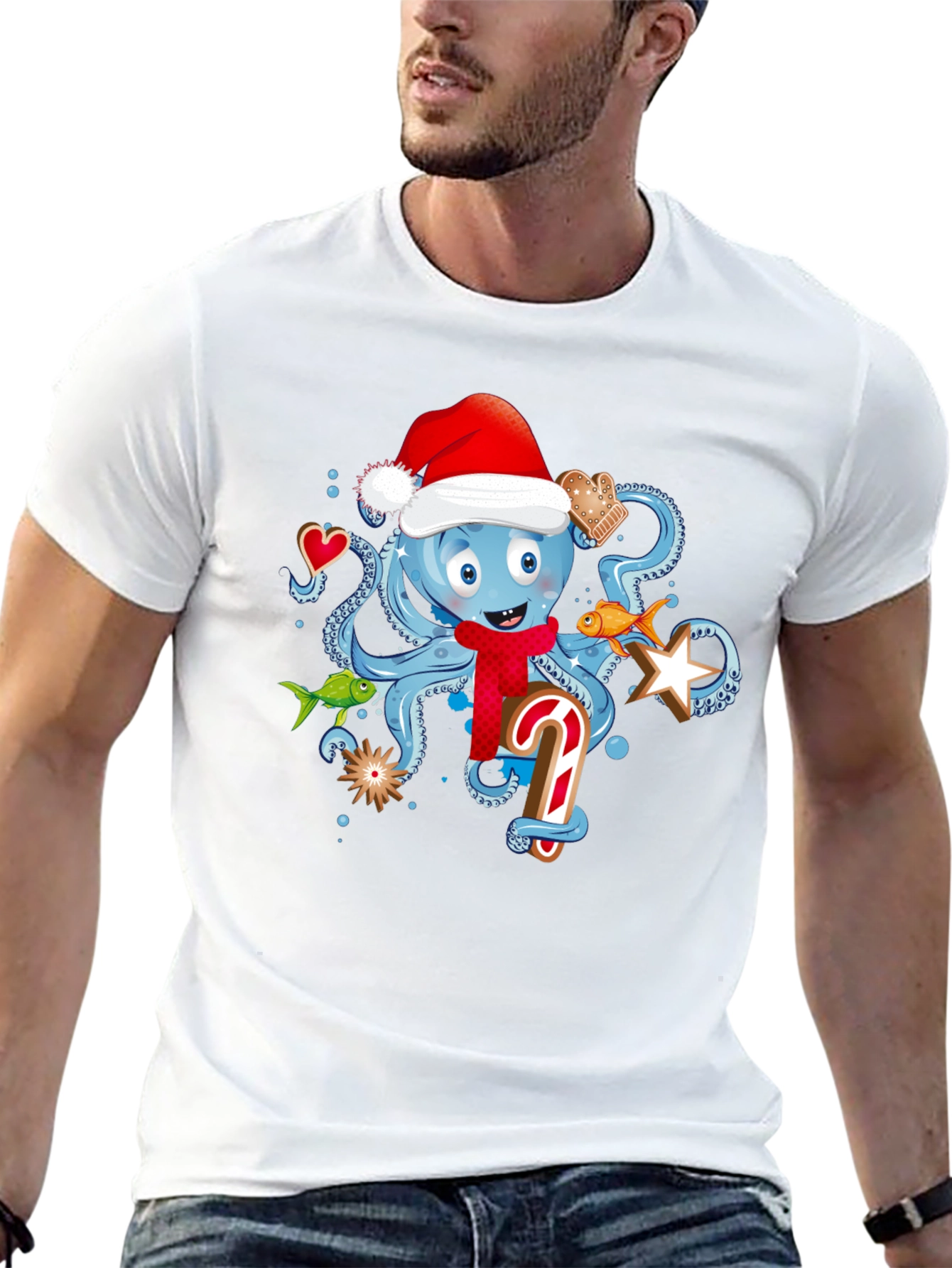 Holiday Octopus Graphic T-Shirt